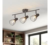 OKELI Spotlights Ceiling Light 3 Way, Black Kitchen Lights Ceiling with Rotatable E14 Socket, Adjustable Spot Light Fitting Ceilings for Kitchen Bedroom Living Room, Bulb Not Included