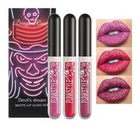 OKENTEN 3PCS Metallic Diamond Liquid Glitter Shimmer Lipstick Set - Matte Finish, Tinted Lip Gloss, Rich-Pigment, Long-Lasting, Non-Stick Cup, Waterproof Lip Glaze (C), Pack of 1