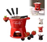 OKESYO Chocolate Fondue Mug, Chocolate Melting Cup Tea Light with Forks and Candle, Butter Warmers Pot Set, Cheese Melting Cup, Warmer Mug for Candy Snack Caramel Party