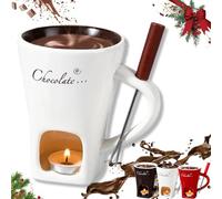 OKESYO Chocolate Fondue Mug, Chocolate Melting Cup Tea Light with Forks and Candle, Butter Warmers Pot Set, Cheese Melting Cup, Warmer Mug for Candy Snack Caramel Party