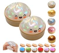 OKESYO Dumpling Squishy, 2Pcs Giant Squishy Dumpling Toy with Steamer Box, Mystery Rainbow Dumplings, Glitter Dumplings Stress Ball, Anxiety Relief Squeeze Fidget Toys Adults