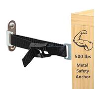 OKETHERMO Furniture Anchors,Baby Protection,Anti-Tip Furniture Holder, Non-Slip Grab Buckles, Adjustable Holding Straps,Wall Anchors Securing for Baby Safety, Black(Pack of 2)