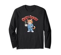 Okey-Dokey Cat Coffee Pajamas Funny Morning Humor Design Long Sleeve T-Shirt