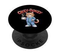 Okey-Dokey Cat Coffee Pajamas Funny Morning Humor Design PopSockets Adhesive PopGrip