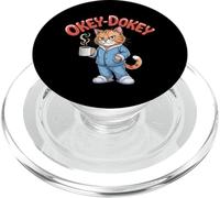 Okey-Dokey Cat Coffee Pajamas Funny Morning Humor Design PopSockets PopGrip for MagSafe