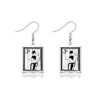 OKEYCH Classic Literature Inspired Gift Book Stamp Earrings Literary Book Reader Jewelry Bookish Cosplay Merch, Metal, alloy