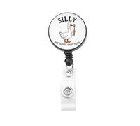 OKEYCH Future Dentist Gift Silly But Serious About Teeth Badge Reel Dental Assistant Badge Holder Goose Dentist Gift (Serious About Teeth B)