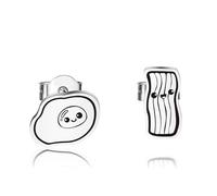 OKEYCH Miniature Food Lover Gift Bacon and Fire Egg Stud Earrings Food Pairings Jewelry Breakfast Merch, Metal, alloy
