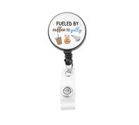 OKEYCH Sonography Gift Fueled by Coffee and Gelly Badge Reel Ultrasound Technician Badge Holder Sonography STU-dent Graduation Gift (Coffee and Gelly B)