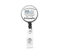 OKEYCH Sonography Gift Fueled By Coffee and Gelly Badge Reel Ultrasound Technician Badge Holder Sonography STU-dent Graduation Gift (Gel Everyone Sonographer B)