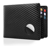 OKEYCOSY Men's Wallet for AirTag, Air Tag Wallet for Mens, RFID Blocking, 12 Cards Holders, 2 ID Windows, 2 Cash Pockets, Bifold Genuine Leather Wallet, Gifts for Men, Carbon Black, Casual