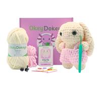 Okeydokeys Crochet Kit for Beginners, Crafts for Adults, Fun Stuff -Step-by-Step YouTube Starter Kit - Thick Chenille Yarn and Craft Supplies Included, Cute Amigurumi Art kit (Charlie The Bunny Kit)