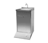Okeyolive Commercial Hand Sink Cabinet with Faucet, Stainless Steel Pedal Control, Hand washbasin Utility for Restaurant, Kitchen, Bar, 55.2 x 45 x 88cm