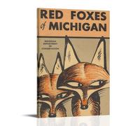 OKFPLM Red Fox Vintage PosterRetro Style Poster Canvas Wall Art Vintage Asian Decor Print for Bedroom & Living Room Decorations08x12inch(20x30cm) Frame-style