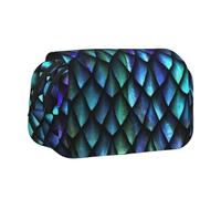 OKFSTY 3D Magical Dragon Scales Pattern Printing Double Layer Pen Pencil Case,Large Capacity Storage Pen Pouch for School Supplies for Kids