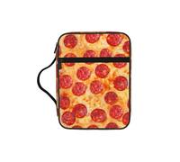 OKFSTY 3D Pizza Pepperoni Stylish Printed Bible Bag with Smooth Zippers & Multi-Pockets Compact Organizer for Religious Study