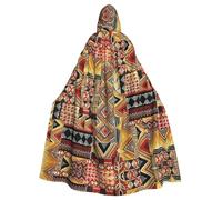OKFSTY African Textile Patchwork Masquerade Party Costume Cape,Adult Hooded Cloak,For Gothic Medieval Renaissance Wear