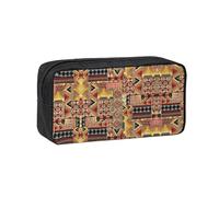 OKFSTY African Textile Patchwork Printed School Stationery Pouch Roomy Pencil Organizer Durable Zip Bag Polyester Case for Daily Carry