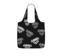 OKFSTY American Bulldog Head Print Printed Reusable Tote 25l Polyester Grocery Shopper Packable Washable Modern Carryall