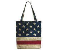 OKFSTY American Flag Canvas Tote Bag, Pockets, Durable, Lightweight, Polyester Shopping Cloth Bag, Gifts