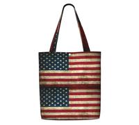 OKFSTY American Flag Canvas Tote Bag, Pockets, Durable, Lightweight, Polyester Shopping Cloth Bag, Gifts