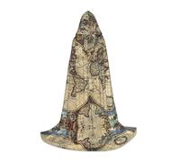 OKFSTY Ancient Map World Globe Printing Hooded Cape For Teenagers,Halloween Hooded Cape For Teenagers, Suitable For Themed Parties,Comic Con