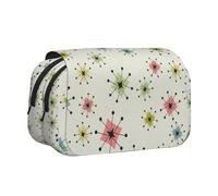 OKFSTY Atomic Stars Retro Pattern Printing Double Layer Pen Pencil Case,Large Capacity Storage Pen Pouch for School Supplies for Kids