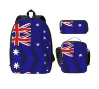 OKFSTY Australian Flag Backpacks with Lunch Box Pencil Case Set for Study Sessions at The Library