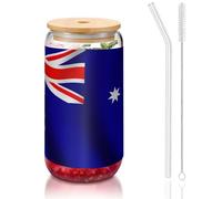 OKFSTY Australian Flag Printing 16oz Drinking Glasses Set for Coffee Accessories Iced Beer Cups,Glass Cup Reusable for Gifts