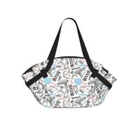 OKFSTY Barber Shop Monochrome Style 2-in-1 Foldable Camping Tote Bag, 37'' Stylish Printed Beach Blanket for Outdoor Picnic Travel