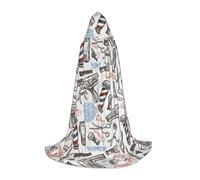 OKFSTY Barber Supplies Pattern Teen Hooded Cape For Halloween Party Witch Vampire Wizard Masquerade Ball Costume Cosplay Gear