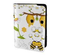 OKFSTY Bee Flying Printing Fashion Passport Holder Personalized Printed Cowhide Id Holder Travel Passport Cover 5.5 in