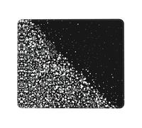 OKFSTY Black White Glitter Thick Comfort Mouse Pad With Lock Edge Design, Large Non-Slip Rubber Base Desk Mat For Office