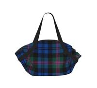 OKFSTY Blue and Green Scottish Tartan 2-in-1 Foldable Camping Tote Bag, 37'' Stylish Printed Beach Blanket for Outdoor Picnic Travel