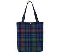 OKFSTY Blue And Green Scottish Tartan Canvas Tote Bag, Pockets, Durable, Lightweight, Polyester Shopping Cloth Bag, Gifts