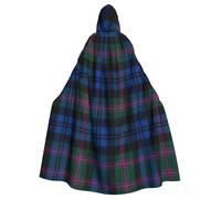 OKFSTY Blue And Green Scottish Tartan Printing Adult Halloween Large Hooded Cloak 57.8 Inches Length, Suitable For Masquerade Costumes, Comic Con