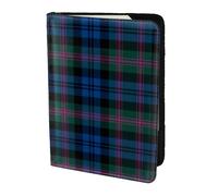 OKFSTY Blue and Green Scottish Tartan Printing Fashion Passport Holder Personalized Printed Cowhide Id Holder Travel Passport Cover 5.5 in