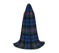 OKFSTY Blue And Green Scottish Tartan Printing Hooded Cape For Teenagers,Halloween Hooded Cape For Teenagers, Suitable For Themed Parties,Comic Con