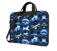 OKFSTY Blue Camo Print Soft Fabric Laptop Bag Oxford Cloth Shoulder Tote Comfortable Padded Case For Everyday Use