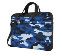 OKFSTY Blue Camo Print Soft Fabric Laptop Bag Oxford Cloth Shoulder Tote Comfortable Padded Case For Everyday Use