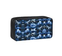 OKFSTY Blue Camo Printed School Stationery Pouch Roomy Pencil Organizer Durable Zip Bag Polyester Case for Daily Carry