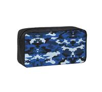 OKFSTY Blue Camo Printed School Stationery Pouch Roomy Pencil Organizer Durable Zip Bag Polyester Case for Daily Carry