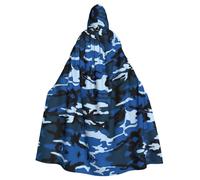 OKFSTY Blue Camo Printing Adult Halloween Large Hooded Cloak 57.8 Inches Length, Suitable For Masquerade Costumes, Comic Con