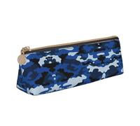 OKFSTY Blue Camo School Pencil Case,Aesthetic with Triangular Design Pen Pouch for Kids for Brushes,Pencils