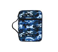 OKFSTY Blue Camo Stylish Printed Bible Bag with Smooth Zippers & Multi-Pockets Compact Organizer for Religious Study