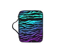 OKFSTY Blue Camouflage Zebra Stripes Stylish Printed Bible Bag with Smooth Zippers & Multi-Pockets Compact Organizer for Religious Study