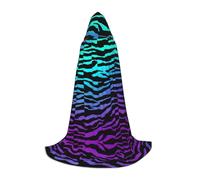 OKFSTY Blue Camouflage Zebra Stripes Teen Hooded Cape For Halloween Party Witch Vampire Wizard Masquerade Ball Costume Cosplay Gear