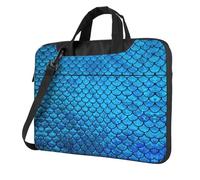 OKFSTY Blue Fish Scale Print Soft Fabric Laptop Bag Oxford Cloth Shoulder Tote Comfortable Padded Case For Everyday Use