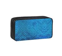 OKFSTY Blue Fish Scale Printed School Stationery Pouch Roomy Pencil Organizer Durable Zip Bag Polyester Case for Daily Carry