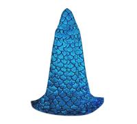 OKFSTY Blue Fish Scale Printing Hooded Cape For Teenagers,Halloween Hooded Cape For Teenagers, Suitable For Themed Parties,Comic Con